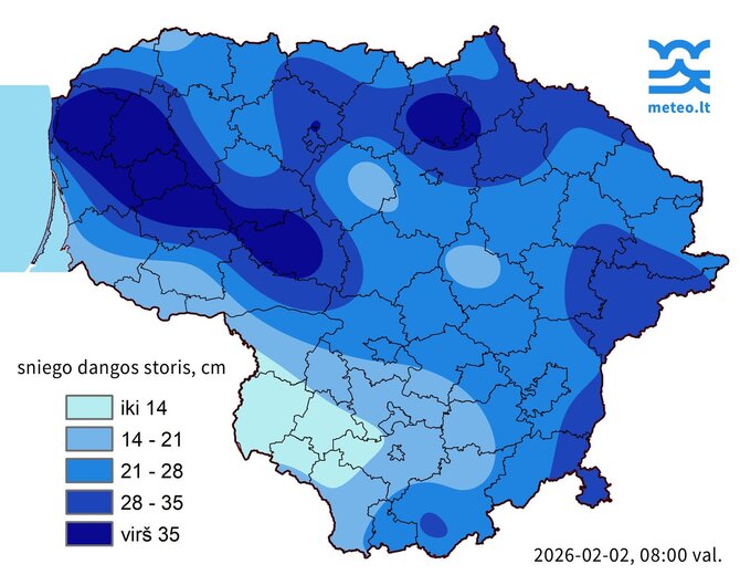 Žemėlapyje gali būti netikslumų dėl supustymų, netolygiai iškritusio sniego ir vietinių aplinkos sąlygų. 