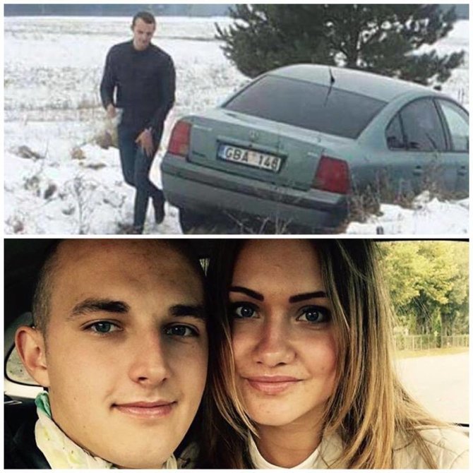 Nuotr. iš „Facebook“/Tautvydas Čiulkevičius, Saulė Raudelytė ir automobilis, kuriuo jie išvyko