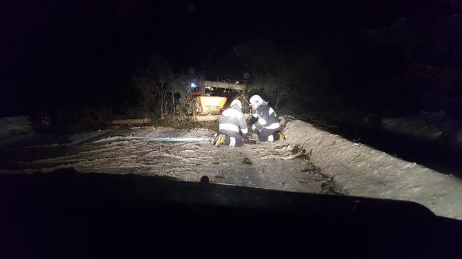 Sandros Buzaitės/15min.lt nuotr./Tatruose nuvirtę medžiai užtvėrė kelius