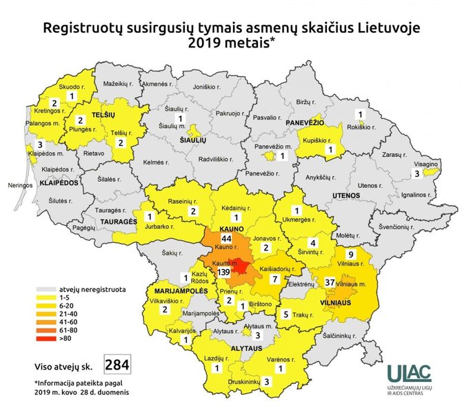 ULAC nuotr./Tymų žemėlapis (kovo 28 d.)