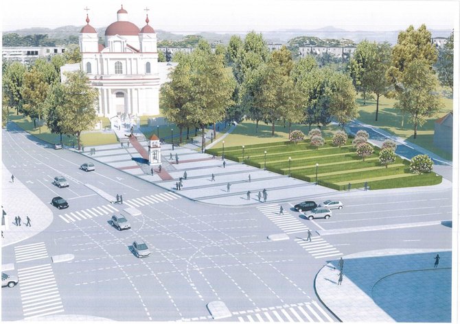 Vilniaus savivaldybės vizualizacija/Jono Pauliaus II aikštės rekonstrukcijos projektas