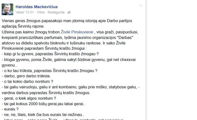 Haroldo Mackevičiaus įrašas „Facebook“