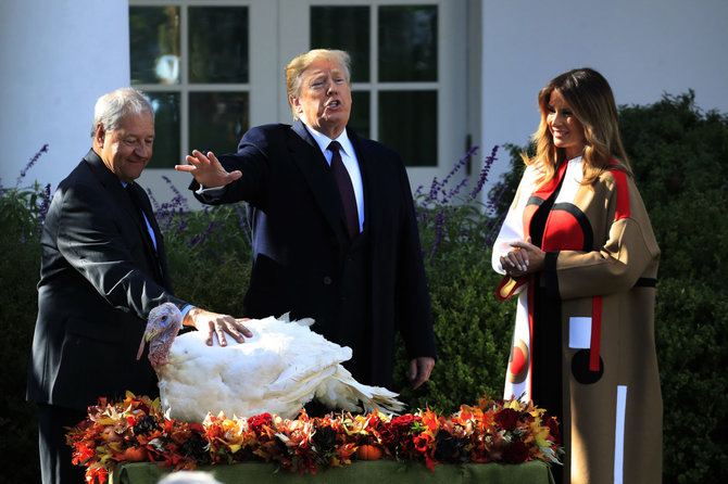 „Scanpix“/AP nuotr./D.Trumpas suteikė malonę dviem Padėkos dienos kalakutams