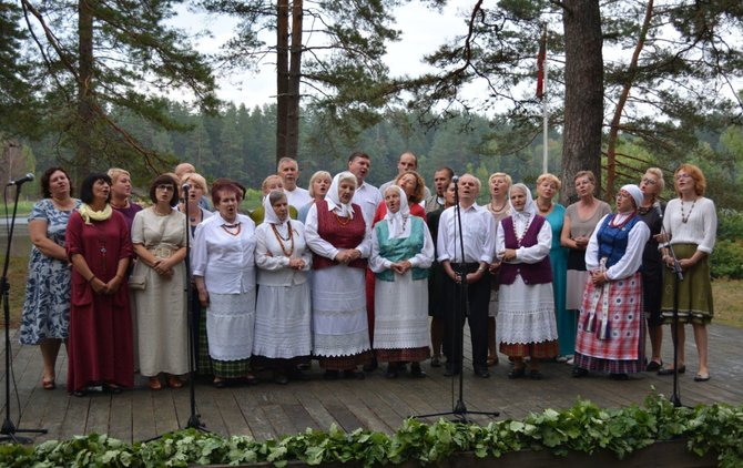 Rūtos Averkienės ir Žiūrų kaimo bendruomenės archyvo nuotr./Žiūrų folkloro ansamblis DNP šventėje 