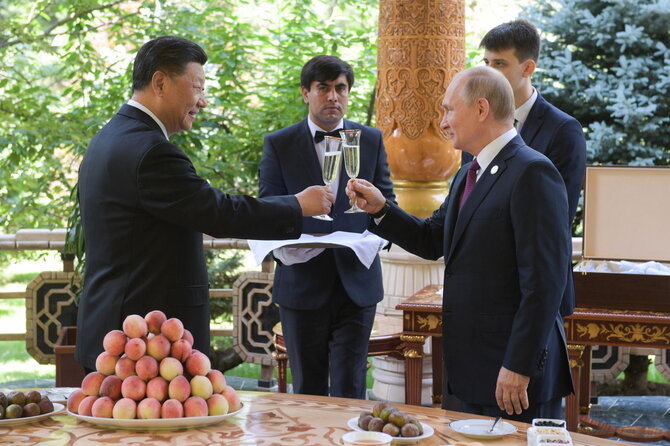 „Scanpix“ nuotr./Vladimiras Putinas ir Xi Jinpingas