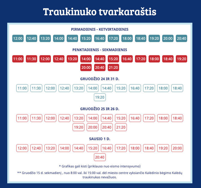 Sauliaus Žiūros nuotr./Kalėdinio traukinuko tvarkaraštis