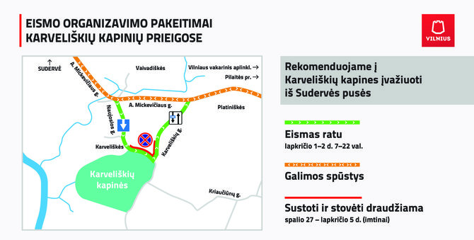 Vilniaus savivaldybės iliustr./Eismo organizavimas Karveliškių kapinių prieigose