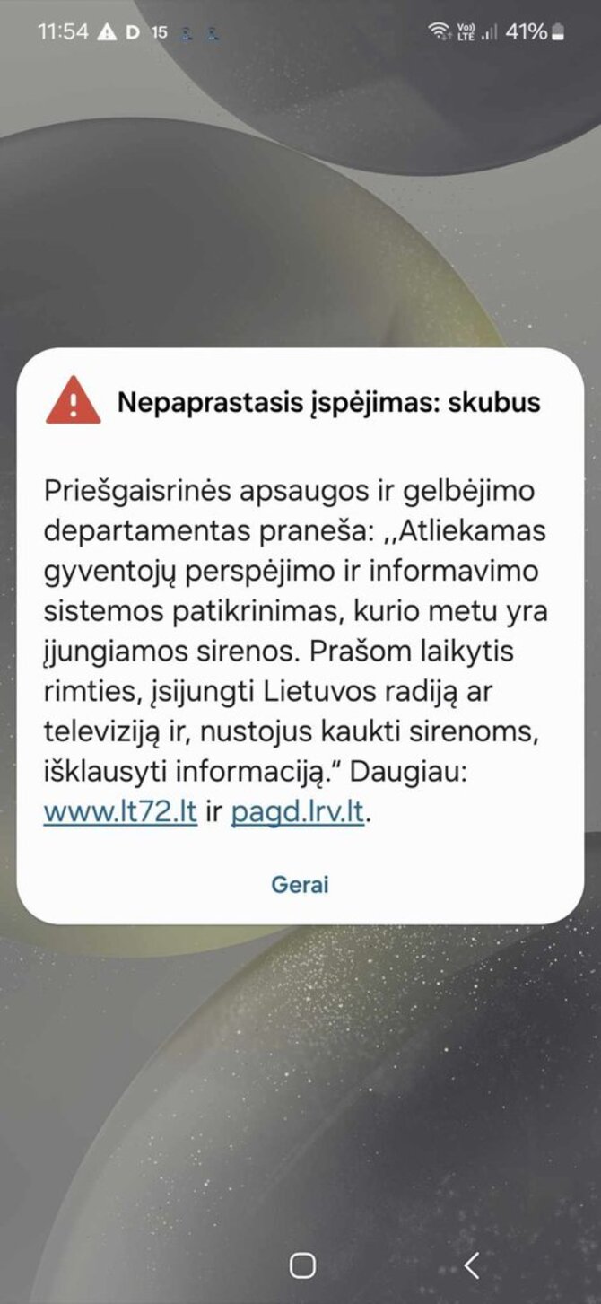 Tikrinama Perspėjimo sistema