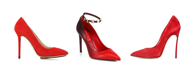 Gamintojų nuotr./Iš kairės: Charlotte Olympia, „Valentino“, „Casadei“.