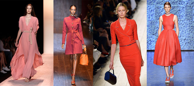 „Scanpix“ nuotr./Iš kairės: „BCBG Max Azria“, „Gucci“, Nina Ricci, „DKNY“ 2015 m. pavasario – vasaros kolekcijų modeliai.