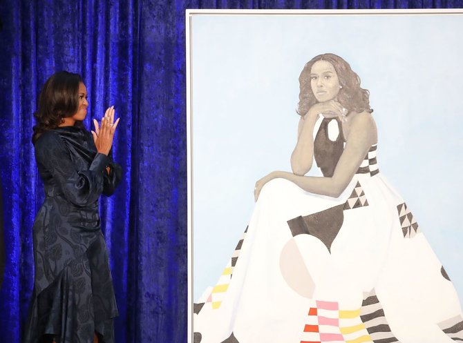 AFP/„Scanpix“ nuotr./Michelle Obama portretas. Tapė Amy Sherald