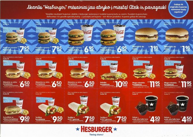 15min.lt/Hesburger kainos iki euro