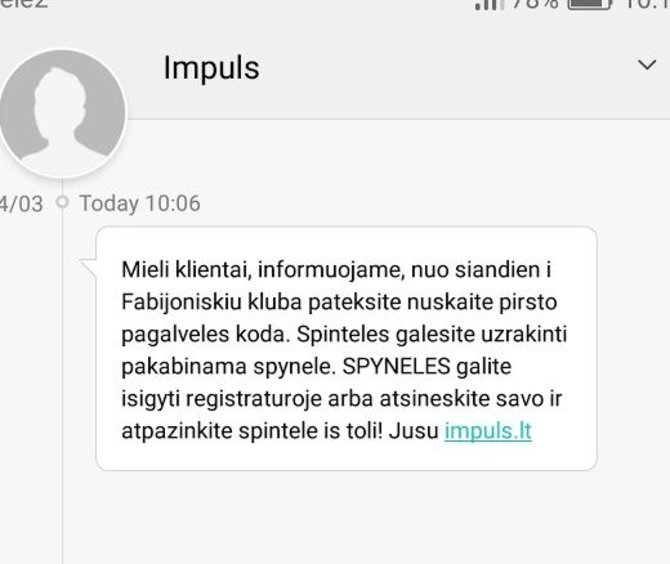 „Impuls“ žinutė