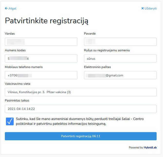 Registracija vakcinacijai