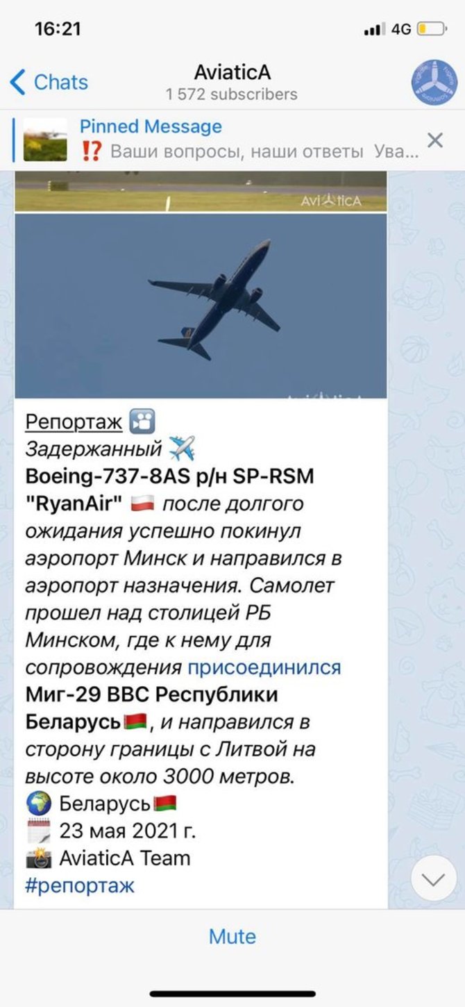 AviaticA įrašas Telegram