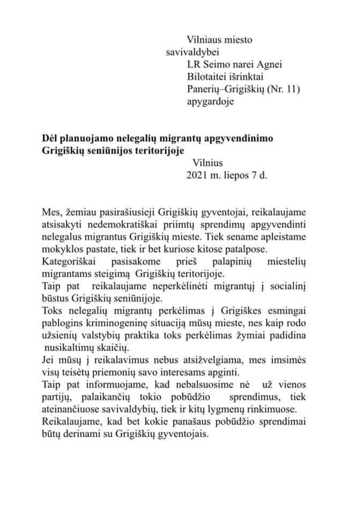 Grigiškių gyventojų raštas