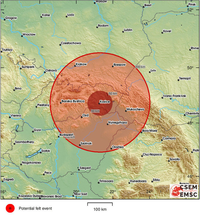Žemės drebėjimas Slovakijoje, kurį pajuto ir regionai kitose šalyse