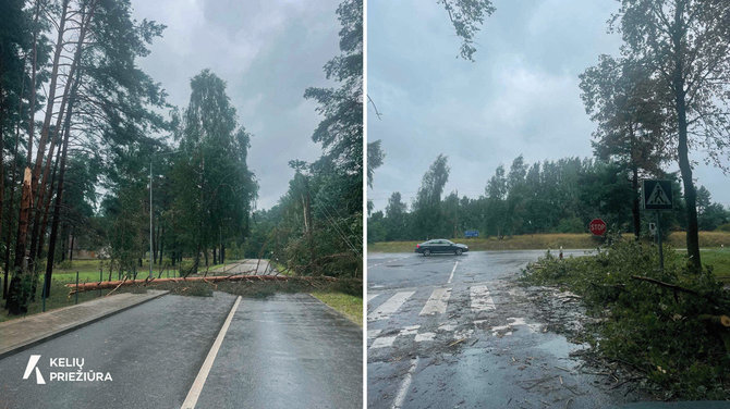 Kelių priežiūros nuotr./AB „Kelių priežiūra“ audros padariniai