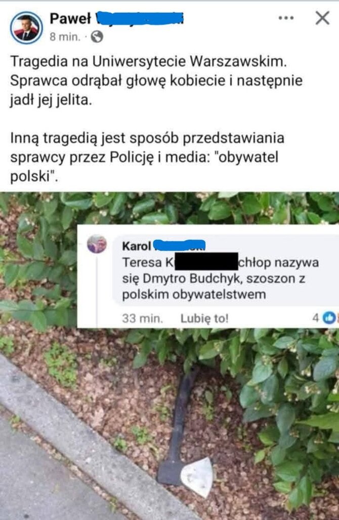 Melagingas įrašas feisbuke apie nužudymą Varšuvos universitete