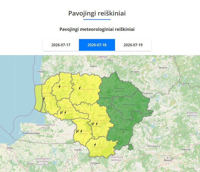 Meteo Lt nuotr./Geltonas įspėjimas