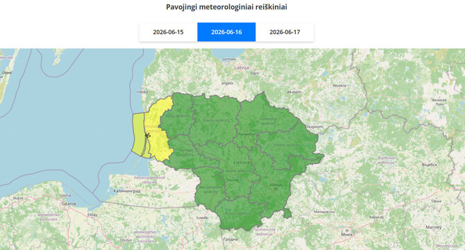 Įspėjimai birželio 16 d.