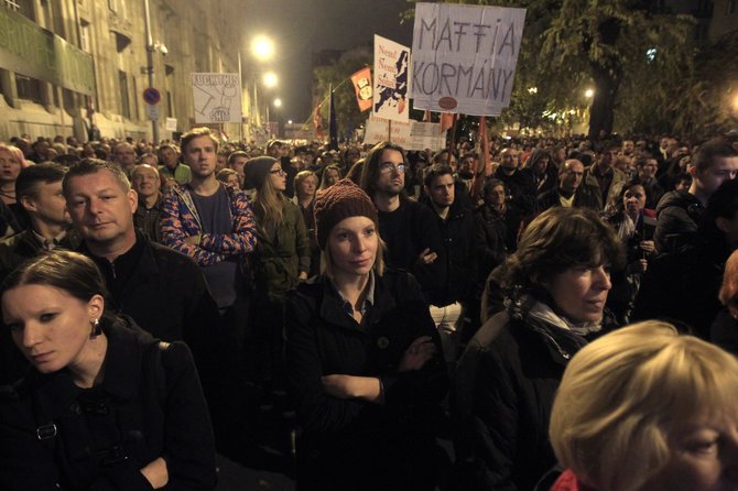 „Reuters“/„Scanpix“ nuotr./Protestas Vengrijoje, Budapešte