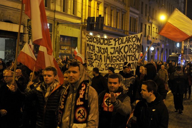 AFP/„Scanpix“ nuotr./Antiislamistinė akcija Vroclave 2015 metais