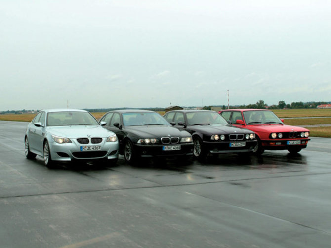 Gamintojo nuotr./BMW M5 (iš dešinės: E60, E39, E34, E28)