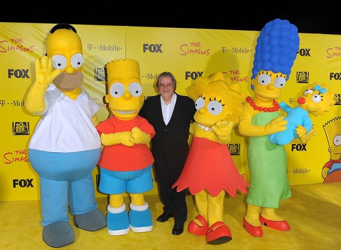 AFP/„Scanpix“ nuotr./Mattas Groeningas su „Simpsonų“ personažais