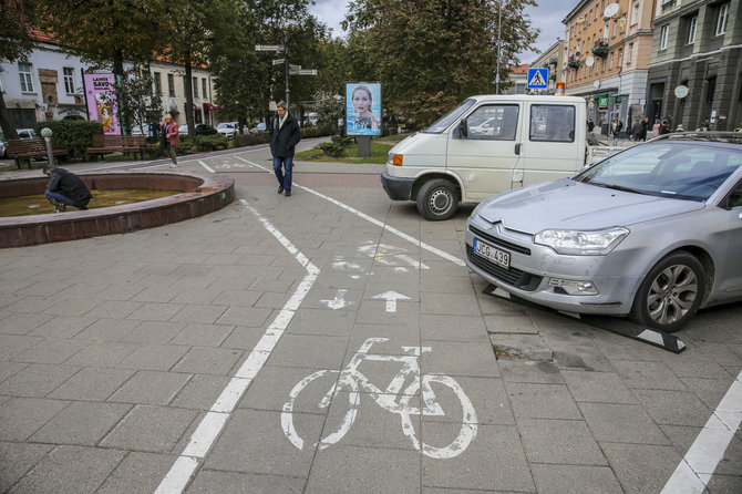 Luko Balandžio / 15min nuotr./Neuždažytas senas dviračių takas