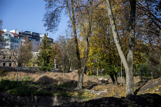 Luko Balandžio / 15min nuotr./Vilniaus Reformatų parke tvarkymo darbai visiškai sustojo