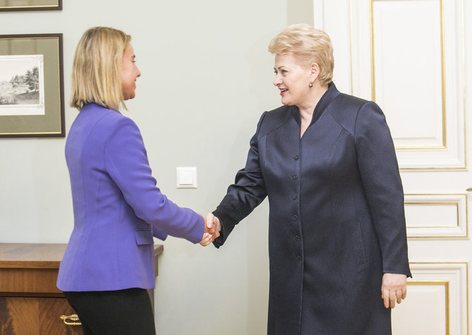 Luko Balandžio/15min.lt nuotr./Federica Mogherini ir Dalia Grybauskaitė