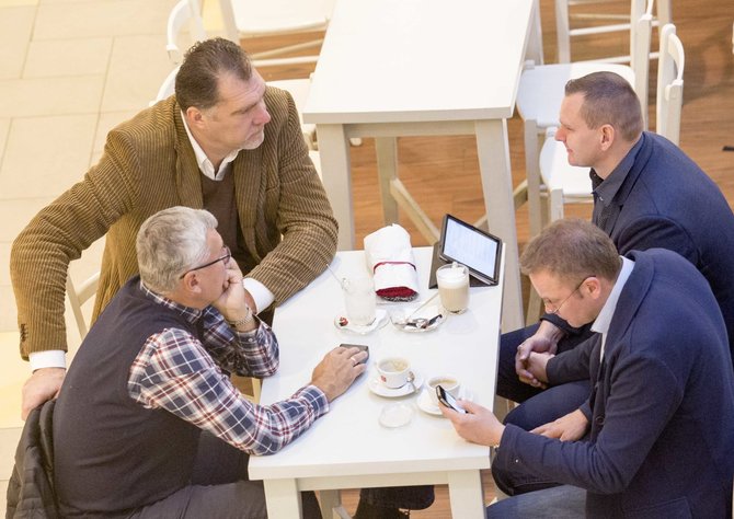 Luko Balandžio / 15min nuotr./Arvydas Sabonis, Jonas Kazlauskas, Mindaugas Špokas ir Linas Kunigėlis