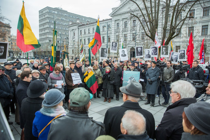 Luko Balandžio / 15min nuotr./ Mitingas dėl Vyčio paminklo Lukiškių aikštėje statybų