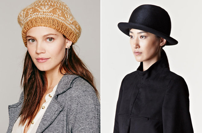freepeople.com ir ln-cc.com nuotr. / Kairėje: modelis su berete; dešinėje: Ann Demeulemeester skrybėlaitė.