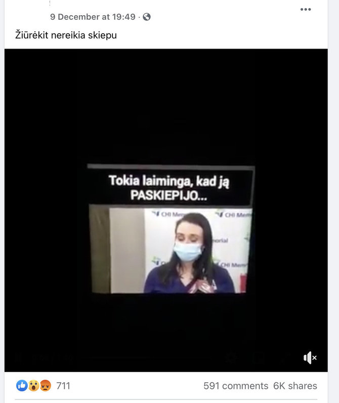Nuotr. iš „Facebook“/Lietuviai įrašą, kuriame matyti alpstanti slaugė, papildė ironiškais komentarais