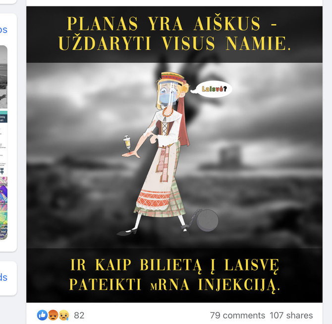 Nuotr. iš „Facebook“/Realaus pagrindo neturinti žinia iliustruota bauginančiu piešiniu