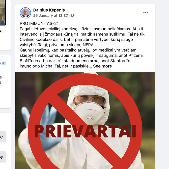 Nuotr. iš „Facebook“/Dainiaus Kepenio įrašas atrodo bauginančiai