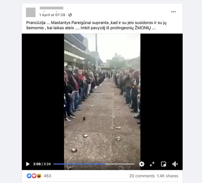 Ekrano nuotr. iš „Facebook“/Bandoma sudaryt įspūdį, kad policininkai protestuoja prieš karantiną