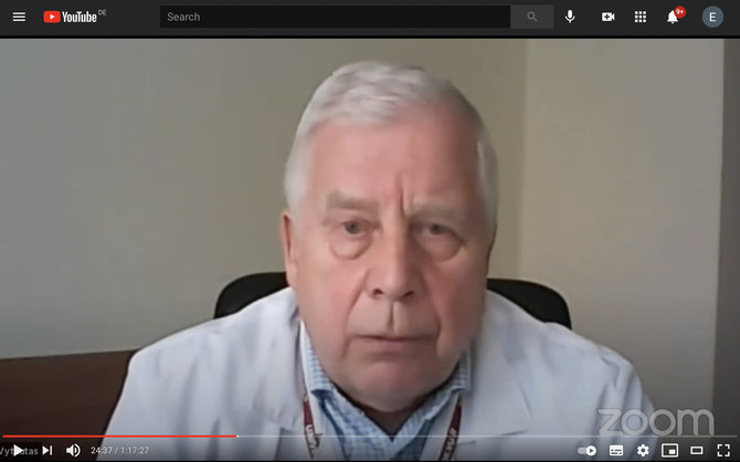 Ekrano nuotr. iš „YouTube“/Prof. Vytautas Usonis pataria abiturientus skiepyti mRNR paremtomis vakcinomis
