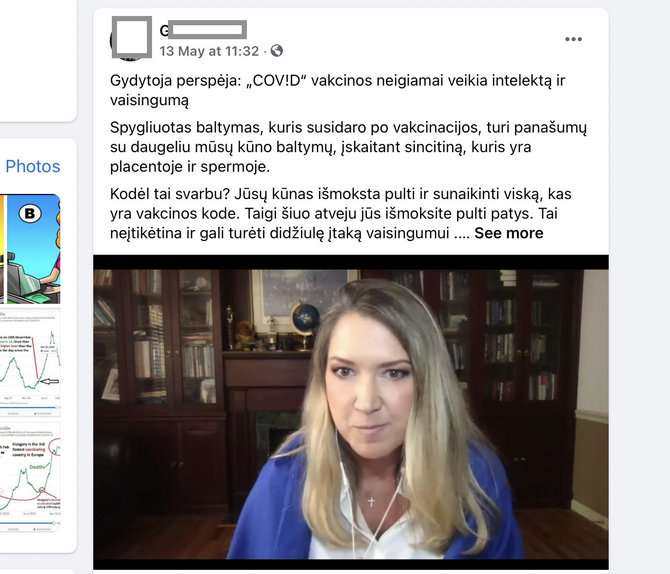 Ekrano nuotr. iš „Facebook“/Osteopatė dr. Carrie Madej yra žinoma melagienų skleidėja