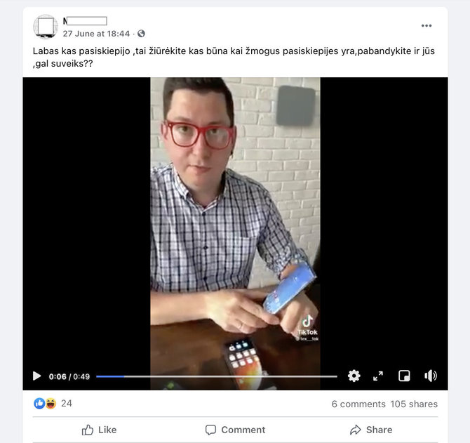 Ekrano nuotr. iš „Facebook“/Įrašu pasidalino ir vienas Lietuvos gyventojas