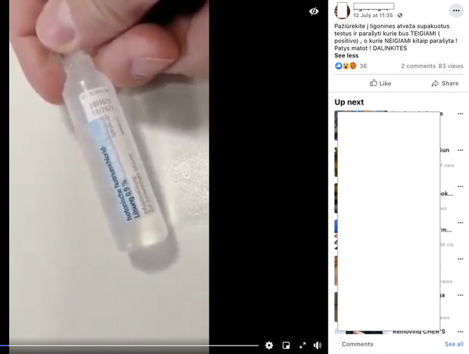 Ekrano nuotr. iš „Facebook“/Eksperimentui panaudotas natrio chlorido tirpalas