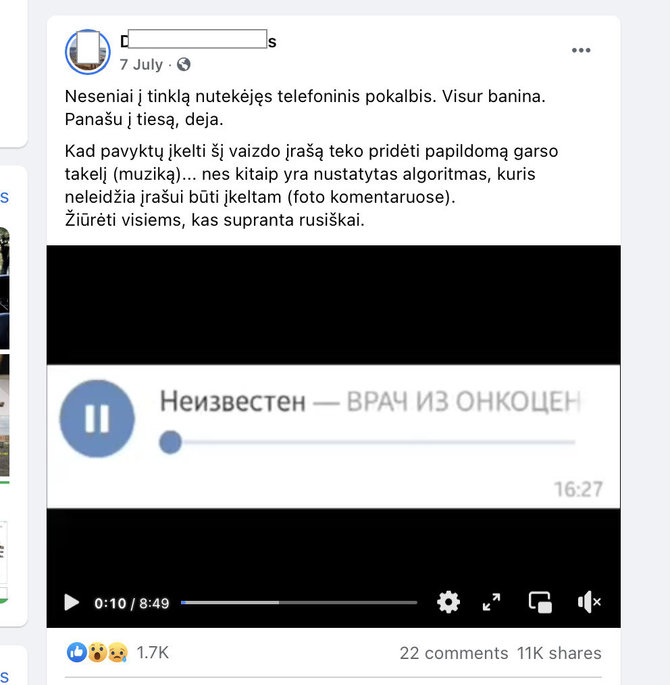 Ekrano nuotr. iš „Facebook“/Įrašu pasidalino 11 tūkst. žmonių