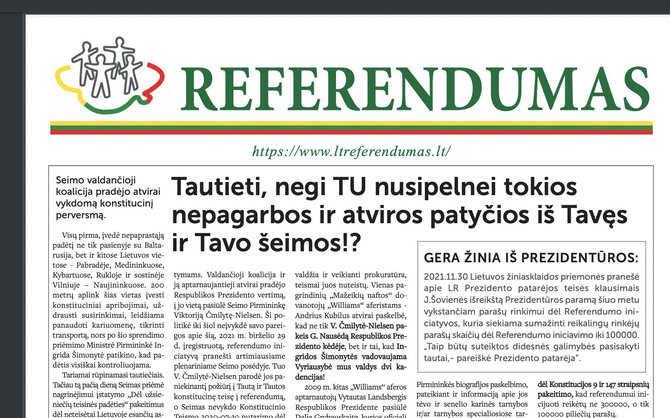 Ekrano nuotr. iš lietuvosvisuomenestaryba.lt/Parašų rinkėjai džiaugiasi Prezidentūros parama savo iniciatyvai, bet ji nebuvo išsakyta