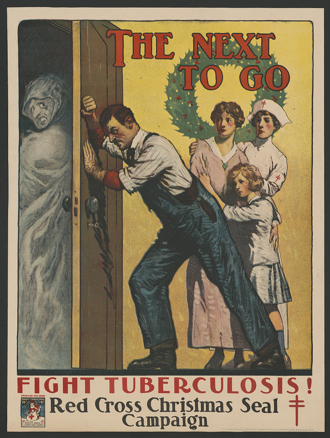 Ekrano nuotr. iš tile.loc.gov/Originalus 1919 m. plakatas, kvietęs kovoti su tuberkulioze