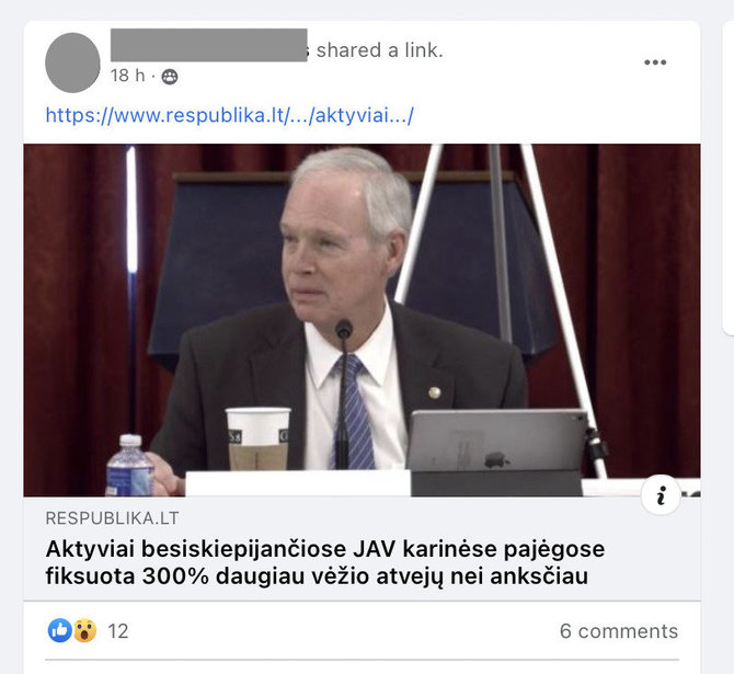 Ekrano nuotr. iš „Facebook“/Statistika apie esą stipriai padažnėjusias sveikatos problemas JAV kariuomenėje nuskambėjo senatoriaus Rono Johnsono moderuotame renginyje