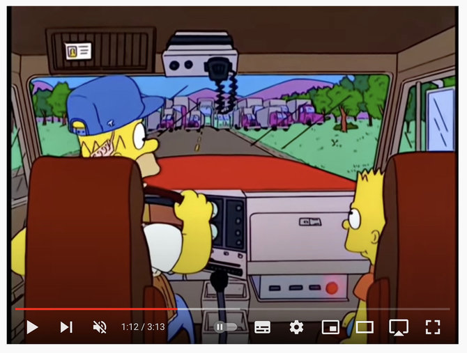 Ekrano nuotr. iš „YouTube“/Vilkikų vairuotojai „Simpsonuose“ protestavo ne prieš valdžią, o prieš Homerį