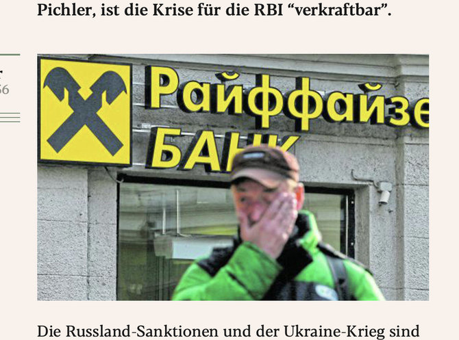 Ekrano nuotr. iš exxpress.at/Banko „Raiffeisen“ iškaba Ukrainoje 