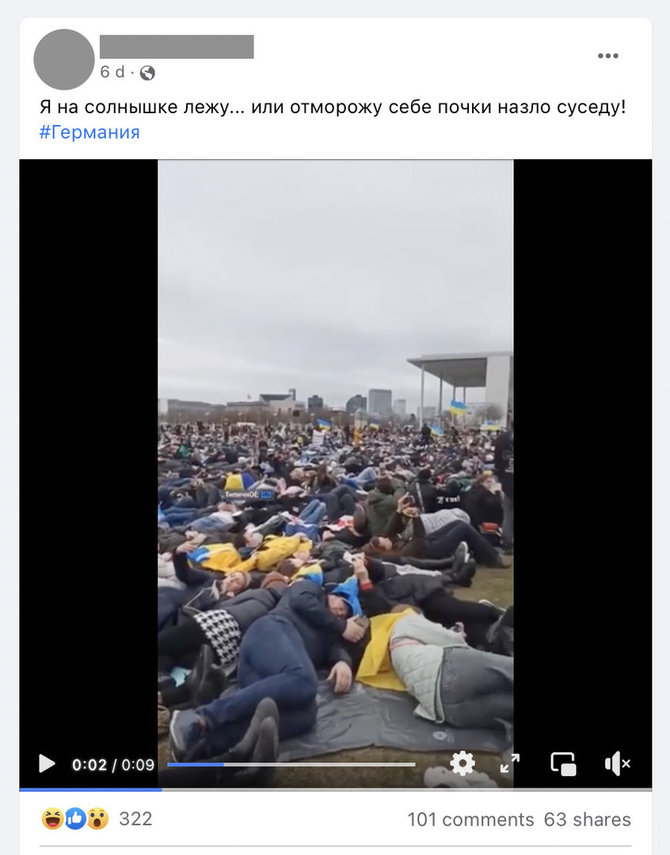 Ekrano nuotr. iš „Facebook“/Vokietijoje vykęs protestas prieš karą Ukrainoje sulaukė ir užgaulių komentarų